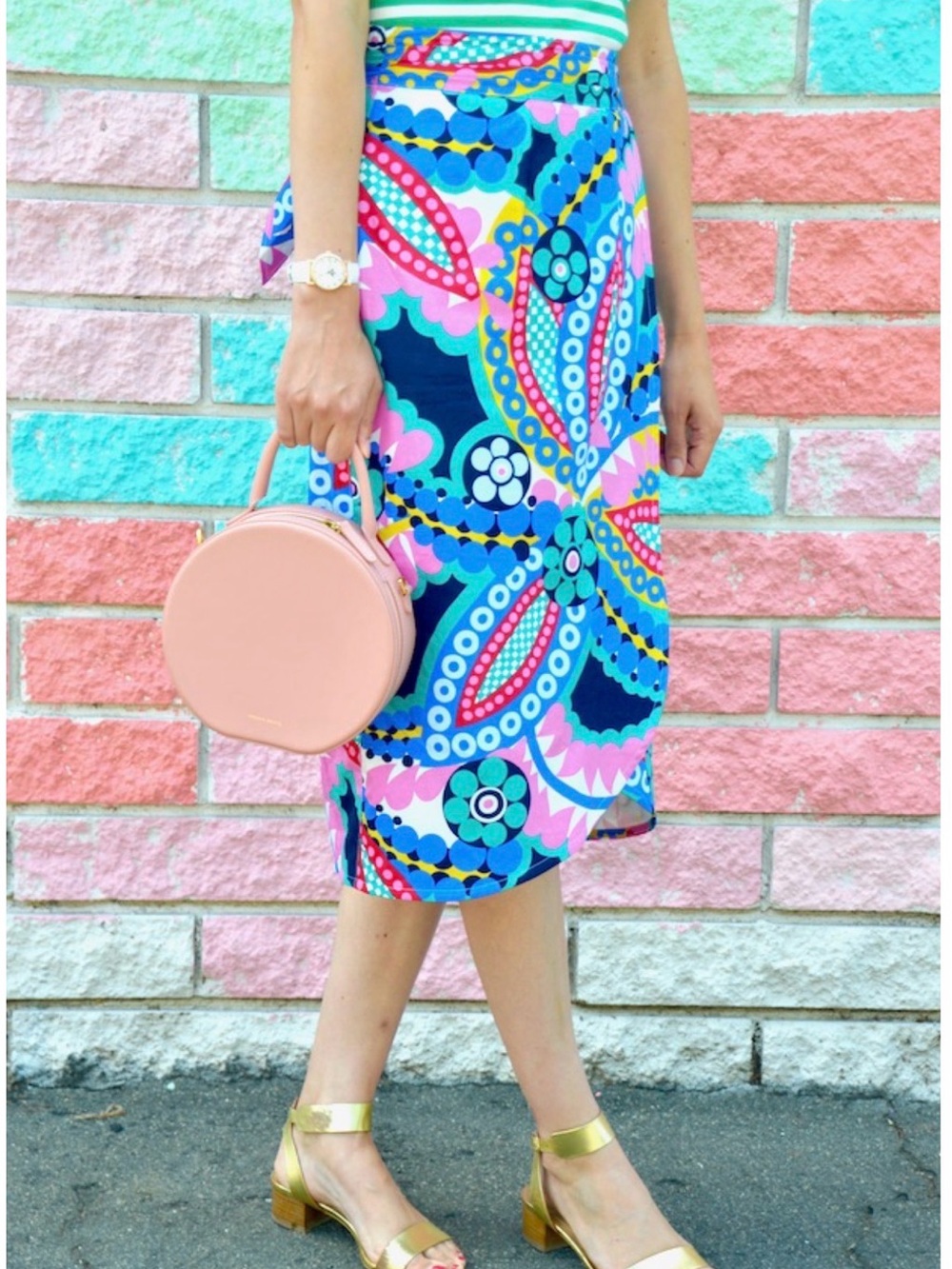 J. Crew Multicolor Abstract Print Dress in Teal, Pink, Navy & Yellow